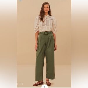 NWT FARM Rio Green Twill Pleated Pants size 26